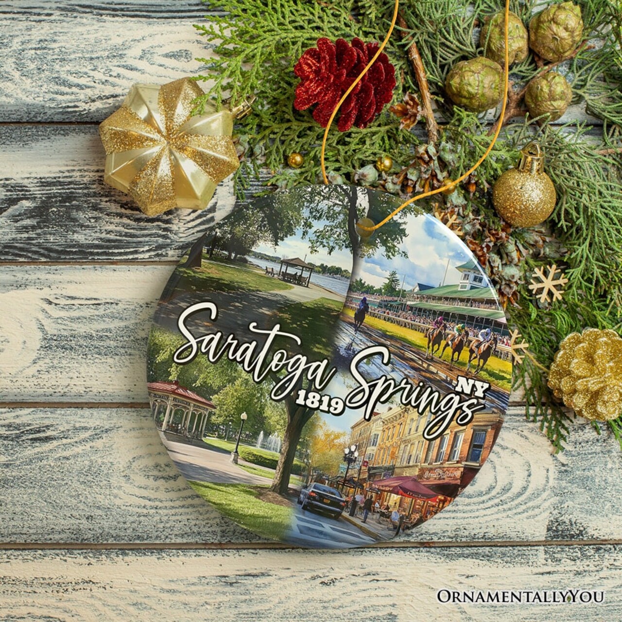 Saratoga Springs Christmas Ornament, New York Spa City and Health Resort Souvenir